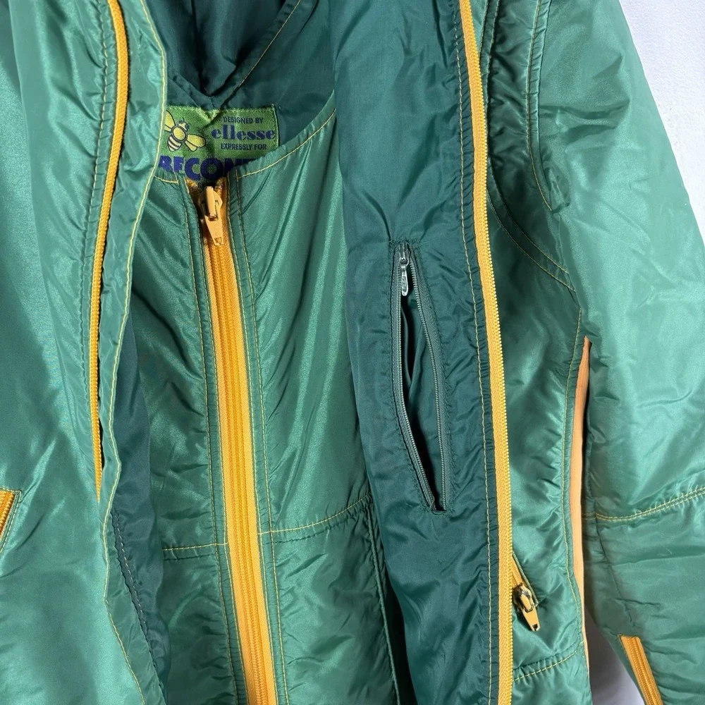 Beconta Men's Medium Green Orange Two Piece Coat Jacket 60s 70s‎ Snow Bib VTG